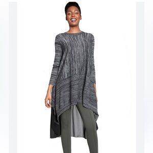 P Luca Milano Gray Asymmetrical Sheer Dramatic Hem Women's Sweater Duster Small